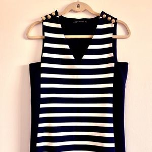 Zara Woman Tank Dress Blue Ivory Stripe